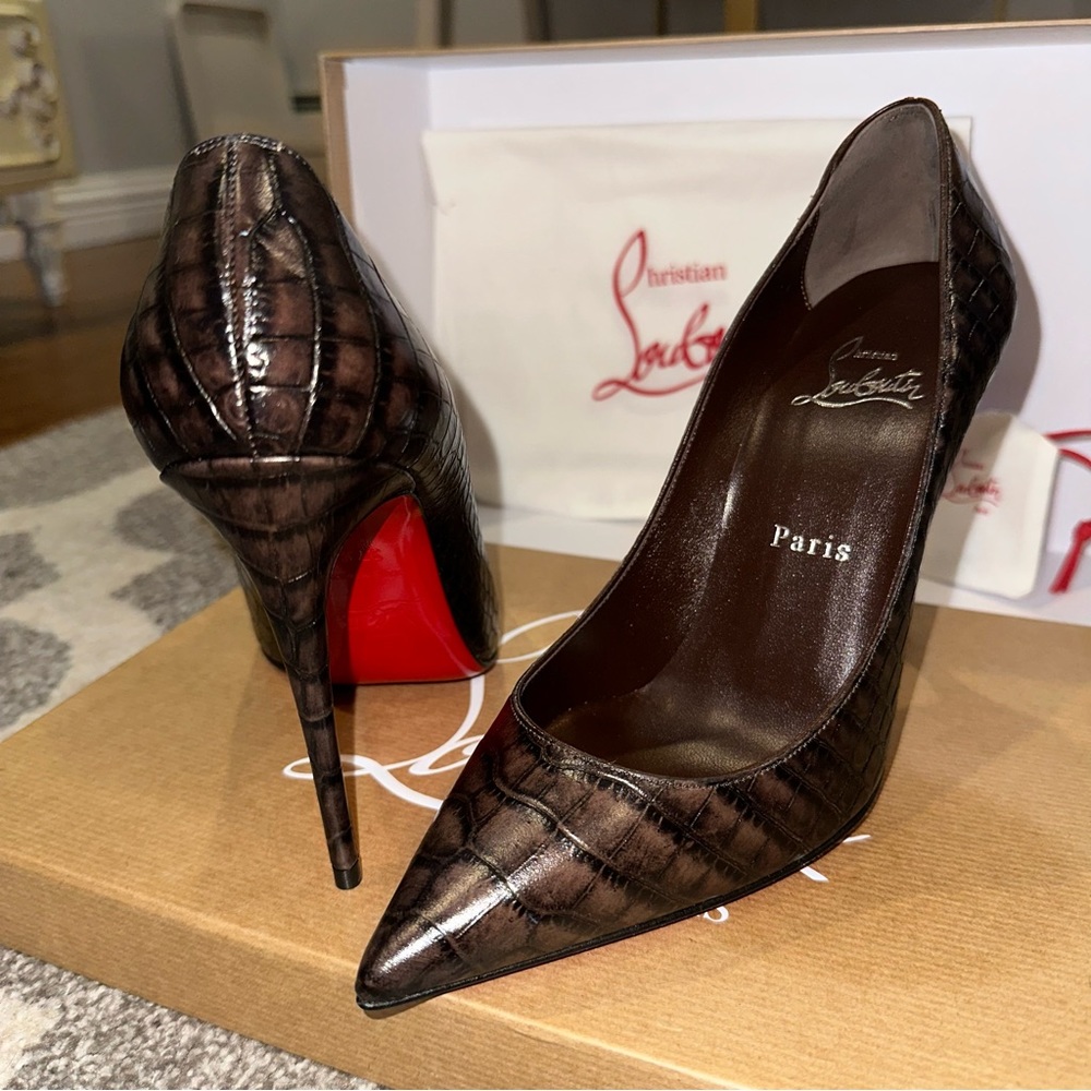 Kate 100 Croc-Embossed Leather Pumps  Christian Louboutin